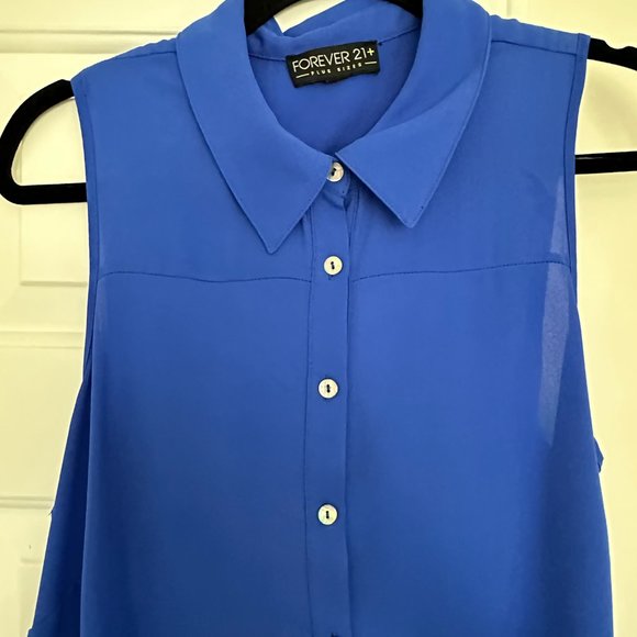 FOREVER21+ Blue Open Back Flowy Top - Picture 2 of 4